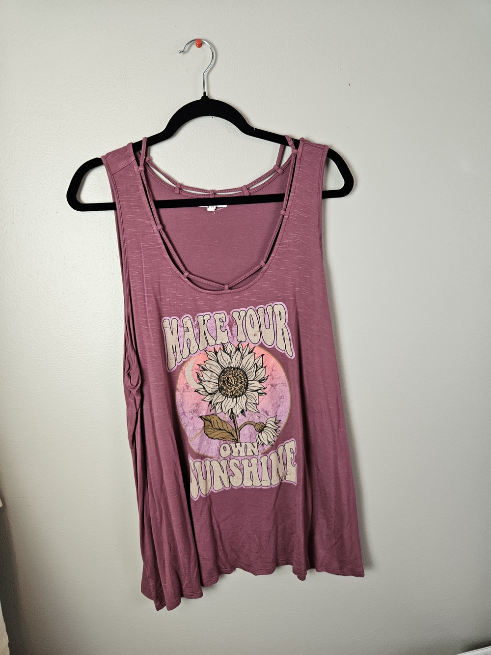 Maurices Mauve Graphic Sunflower Tank Top